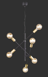 Lámpara de techo colgante Trio Cross 6 luces negro mate 150cm 3