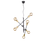 Lámpara de techo colgante Trio Cross 6 luces negro mate 150cm 3