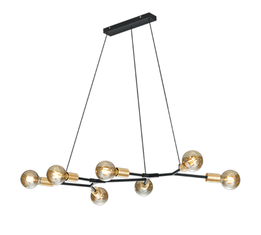 Lámpara de techo colgante Trio Cross 7 luces negro mate 150cm 3