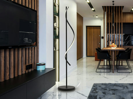 Lámpara de pie de salón Schuller Boa LED negro 3000K 170cm 307758