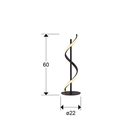 Lámpara de sobremesa Schuller Boa grande LED negro 3000K 60cm dimensiones