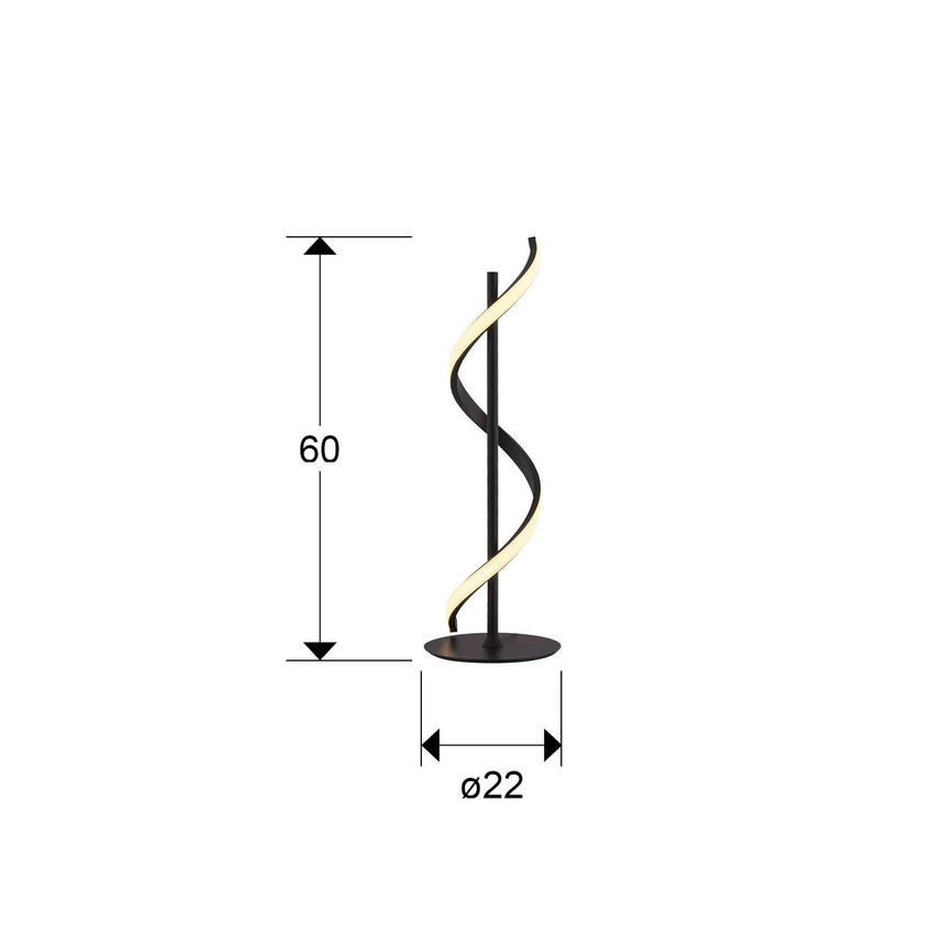 Lámpara de sobremesa Schuller Boa grande LED negro 3000K 60cm dimensiones