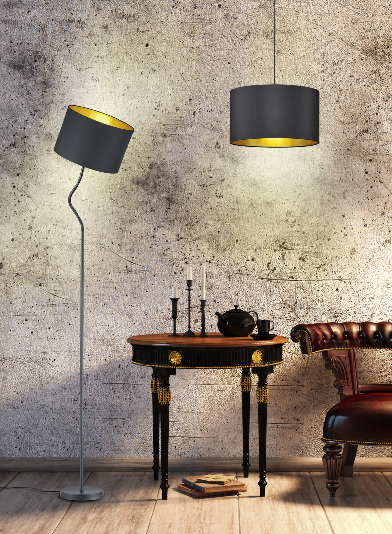 Trio Hostel Black mat textile hanging lamp 308200179