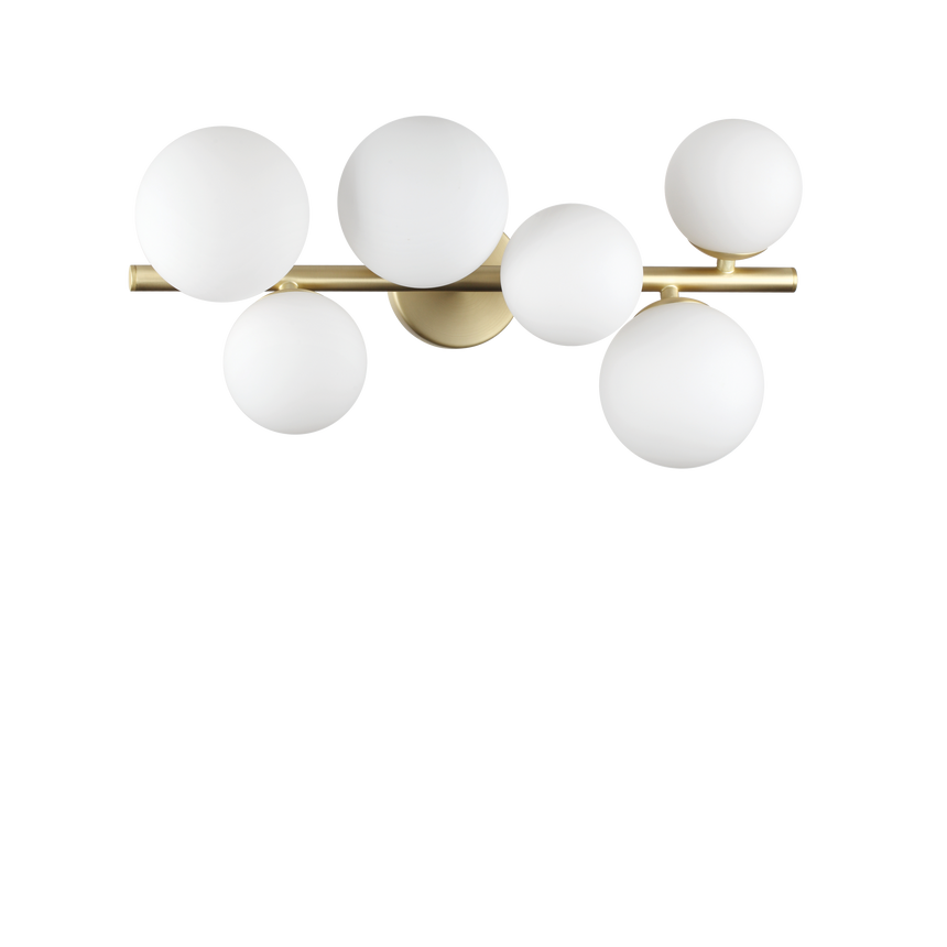 Plafón de techo Ideal Lux Perlage blanco cristal 6 luces 90W Ø49cm 309279