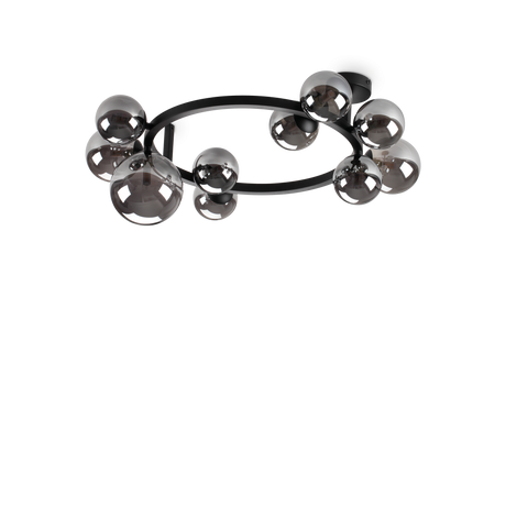 Plafón de techo Ideal Lux Perlage fumé cristal 10 luces 150W Ø70cm 309286