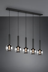 Lámpara de techo colgante Trio Clayton 5 luces negro mate 150cm 3