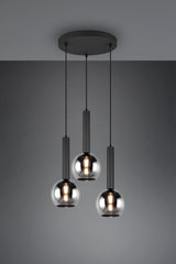 Lámpara de techo colgante Trio Clayton 3 luces negro mate 150cm 3