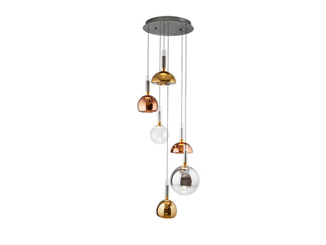 Lámpara de techo colgante Schuller Charlize 6 luces gris y varios colores 3000K Ø57cm ambiente