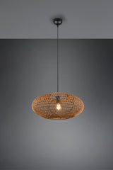 Lámpara de techo colgante Trio Hedda estera negra 312300136