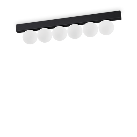 Plafón de techo Ideal Lux Binomio negro cristal LED 6 luces 18W Ø43,5cm 313290