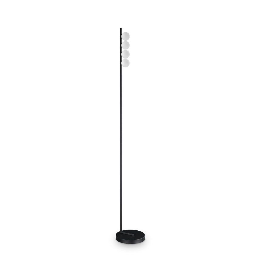 Lámpara de pie Ideal Lux Binomio negro cristal LED 4 luces 12W 155cm 313313