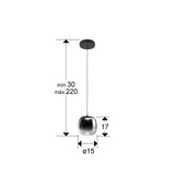 Lámpara de techo colgante Schuller Onice 1 luz negro y smoke difuminado cristal soplado dimensiones