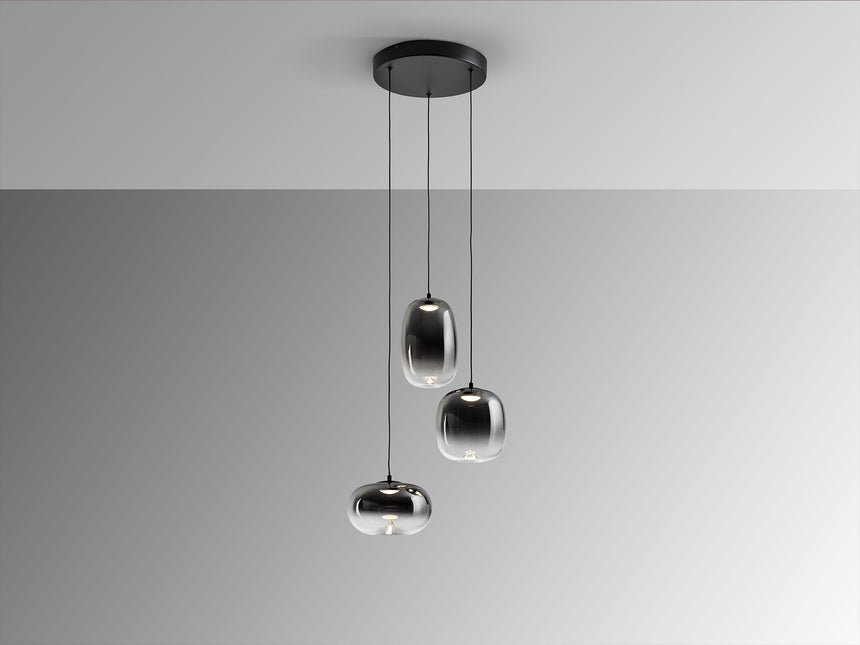 Lámpara de techo colgante Schuller Onice 3 luces negro y smoke difuminado vista 4