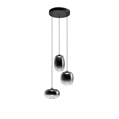 Lámpara de techo colgante Schuller Onice 3 luces negro y smoke difuminado ambiente