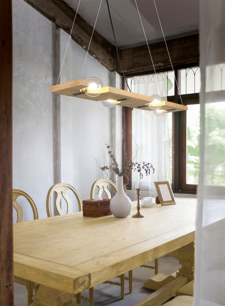 Lámpara de techo colgante Trio Tailor LED natural finish 2700K 150cm 314300430
