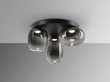 Plafón Schuller Onice LED 3 luces negro y smoke difuminado cristal soplado 3000K Ø42cm vista 3