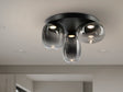 Plafón Schuller Onice LED 3 luces negro y smoke difuminado cristal soplado 3000K Ø42cm 314435