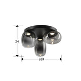 Plafón Schuller Onice LED 3 luces negro y smoke difuminado cristal soplado 3000K Ø42cm dimensiones