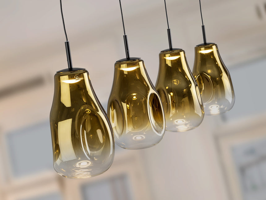 Lámpara de techo colgante Schuller Aledis 4 luces negro y dorado difuminado vista 2