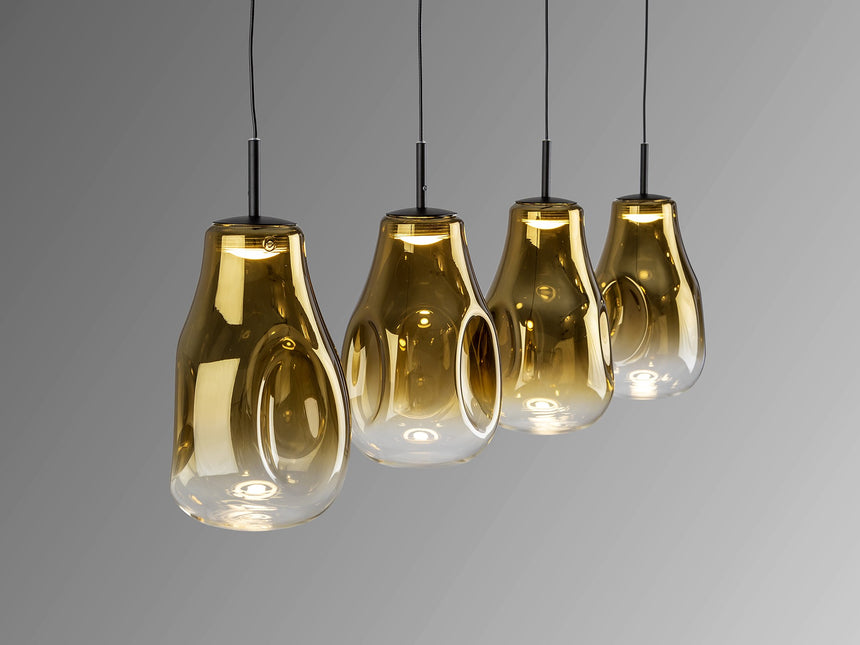 Lámpara de techo colgante Schuller Aledis 4 luces negro y dorado difuminado vista 5