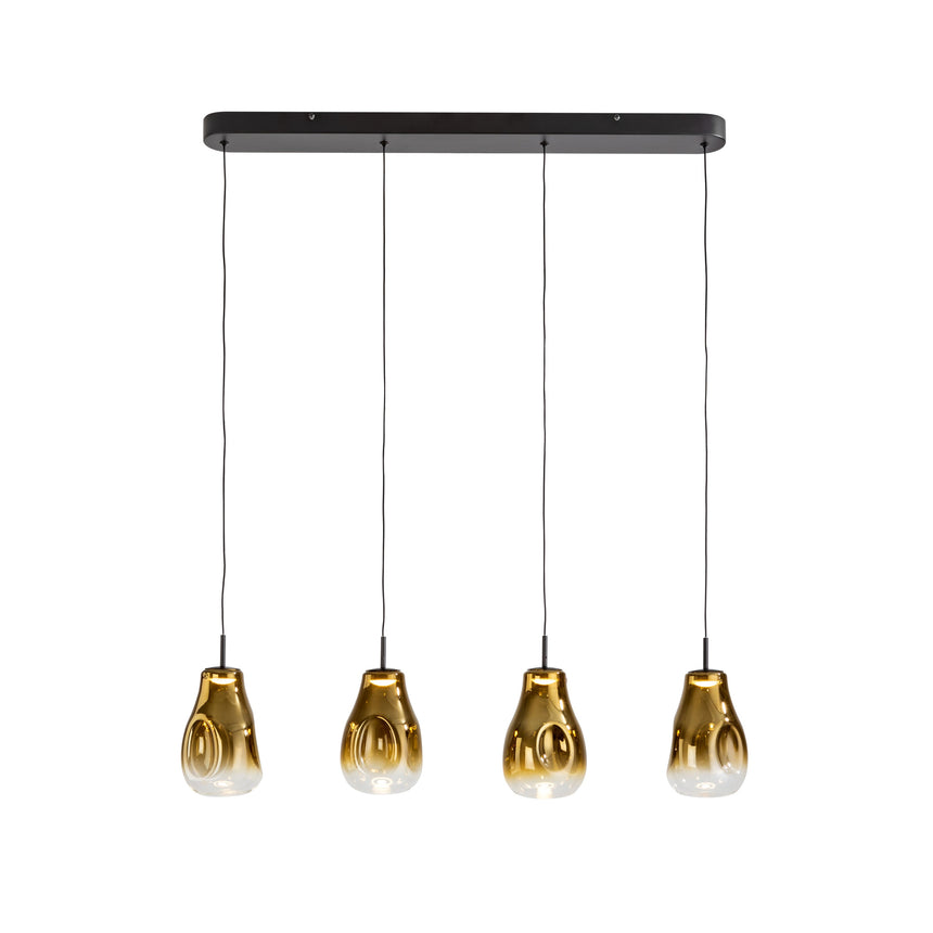 Lámpara de techo colgante Schuller Aledis 4 luces negro y dorado difuminado ambiente