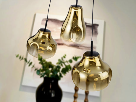 Lámpara de techo colgante Schuller Aledis 3 luces negro y dorado difuminado vista 2