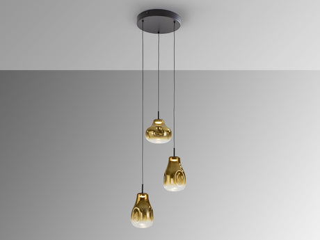 Lámpara de techo colgante Schuller Aledis 3 luces negro y dorado difuminado vista 3