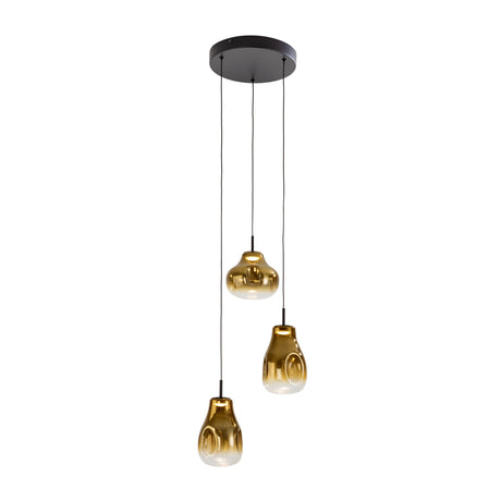 Lámpara de techo colgante Schuller Aledis 3 luces negro y dorado difuminado ambiente
