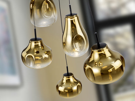 Lámpara de techo colgante Schuller Aledis 5 luces negro y dorado difuminado vista 2