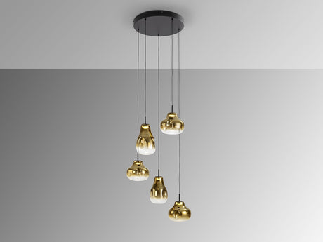 Lámpara de techo colgante Schuller Aledis 5 luces negro y dorado difuminado vista 3
