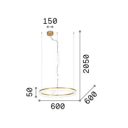 Lámpara colgante Ideal Lux Crown cristal LED 31W Ø60cm latón — ref. 314938 (2)