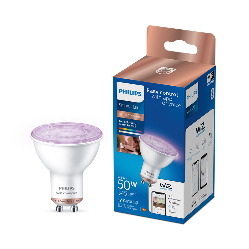 Philips Bombilla smart LED WiZ GU10 4,7W 922-65 RGB 1PF/6 372344