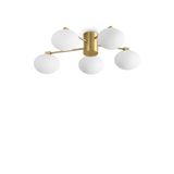 Plafón de techo Ideal Lux Hermes latón cristal 5 luces 140W Ø60cm 316697