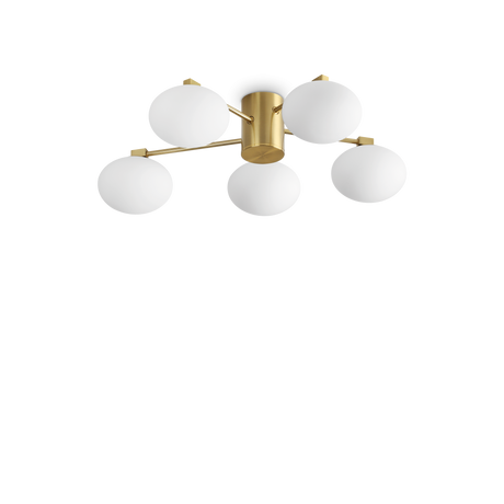 Plafón de techo Ideal Lux Hermes latón cristal 5 luces 140W Ø60cm 316697