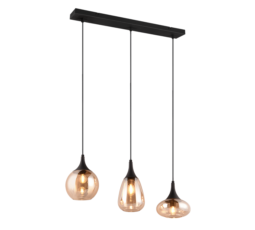 Trio Lumina Lámpara colgante metal estera negra 317000313