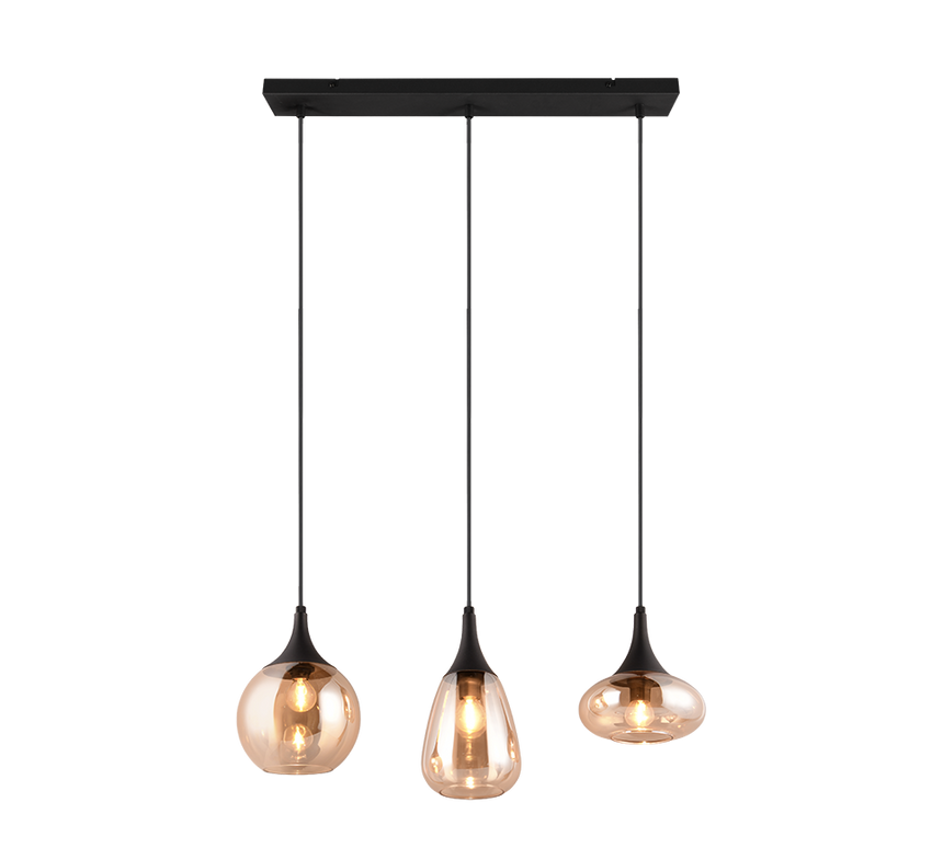 Trio Lumina Lámpara colgante metal estera negra 317000313