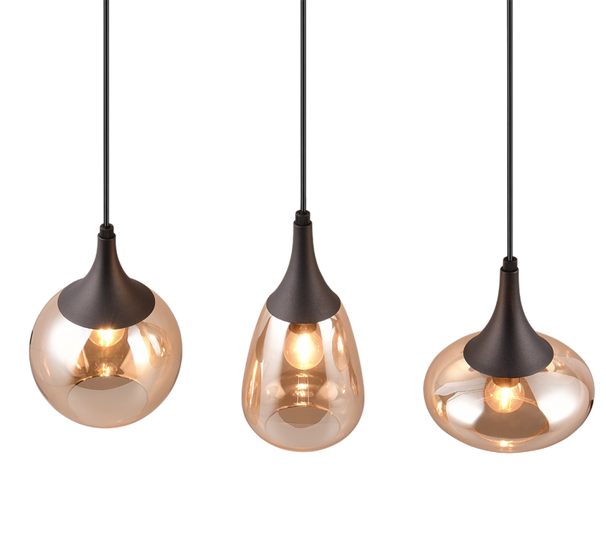 Trio Lumina Lámpara colgante metal estera negra 317000313