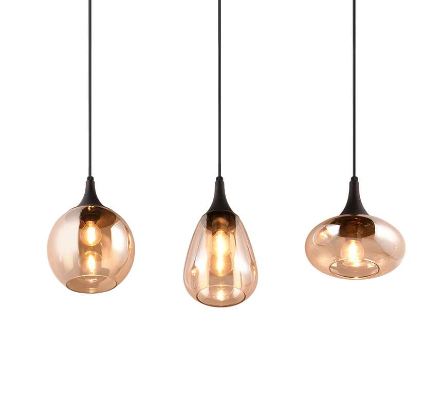 Trio Lumina Lámpara colgante metal estera negra 317000313