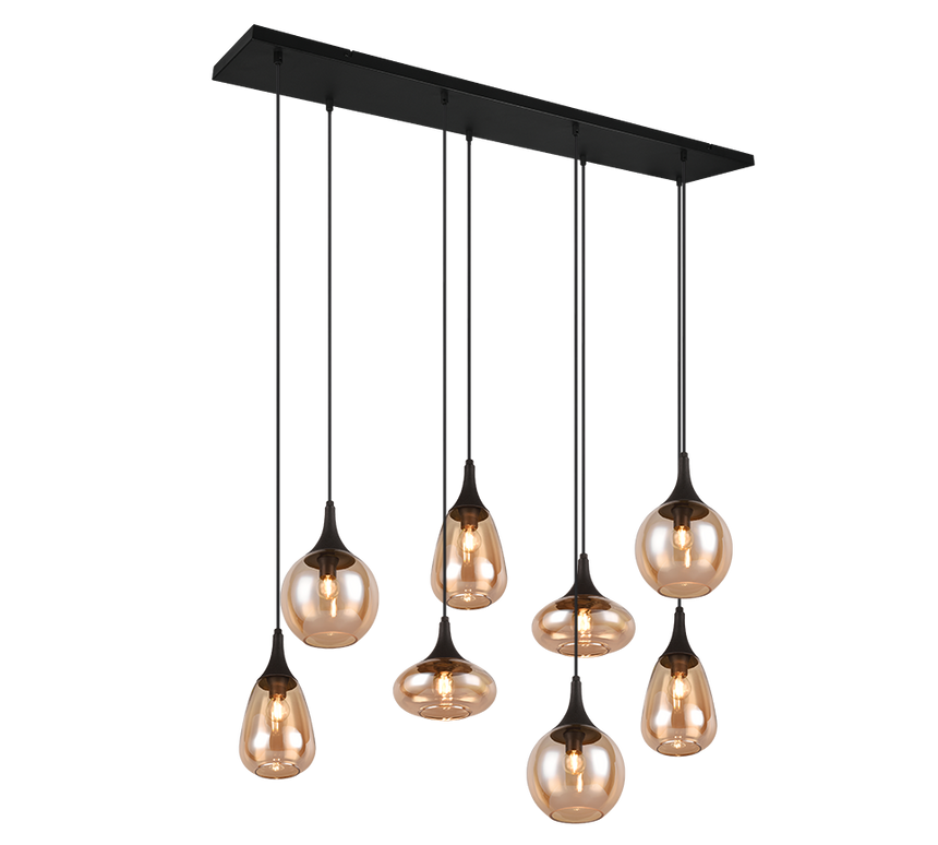 Trio Lumina Lámpara colgante 8 luces ámbar y negro 317000813