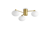 Plafón de techo Ideal Lux Hermes latón cristal 3 luces 84W Ø60cm 317007