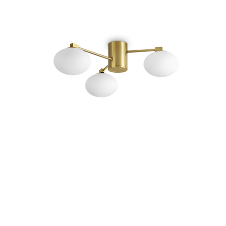 Plafón de techo Ideal Lux Hermes cristal 3 luces 84W Ø60cm latón — ref. 317007 (1)