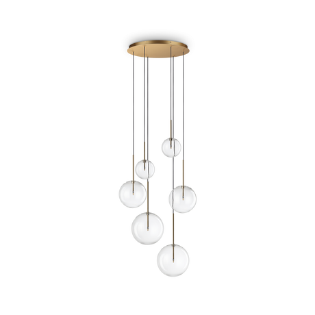 Lámpara colgante Ideal Lux Equinoxe latón cristal 6 luces 12W Ø65cm 317243