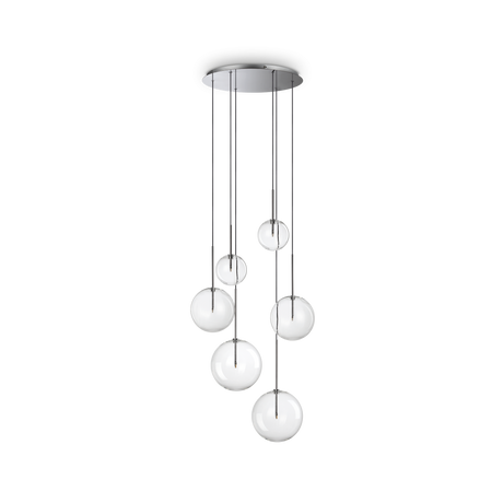 Lámpara colgante Ideal Lux Equinoxe cromo cristal 6 luces 12W Ø65cm 317250