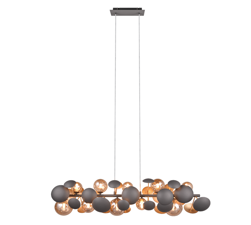 Lámpara de techo colgante Trio Bubble LED antracita 3000K 150cm 317401042