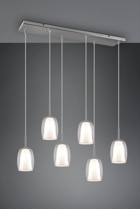Lámpara de techo colgante Trio Barret LED cromo 3000K 150cm 317500606