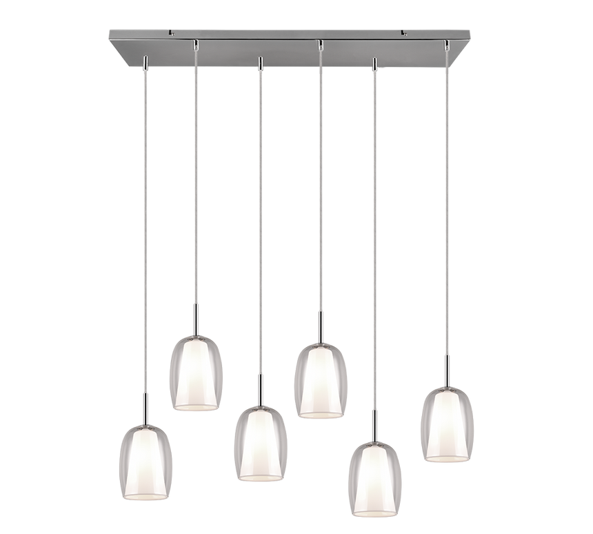 Lámpara de techo colgante Trio Barret LED cromo 3000K 150cm 317500606