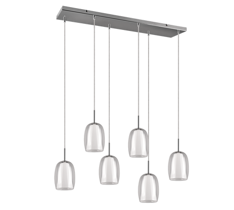 Lámpara de techo colgante Trio Barret LED cromo 3000K 150cm 317500606