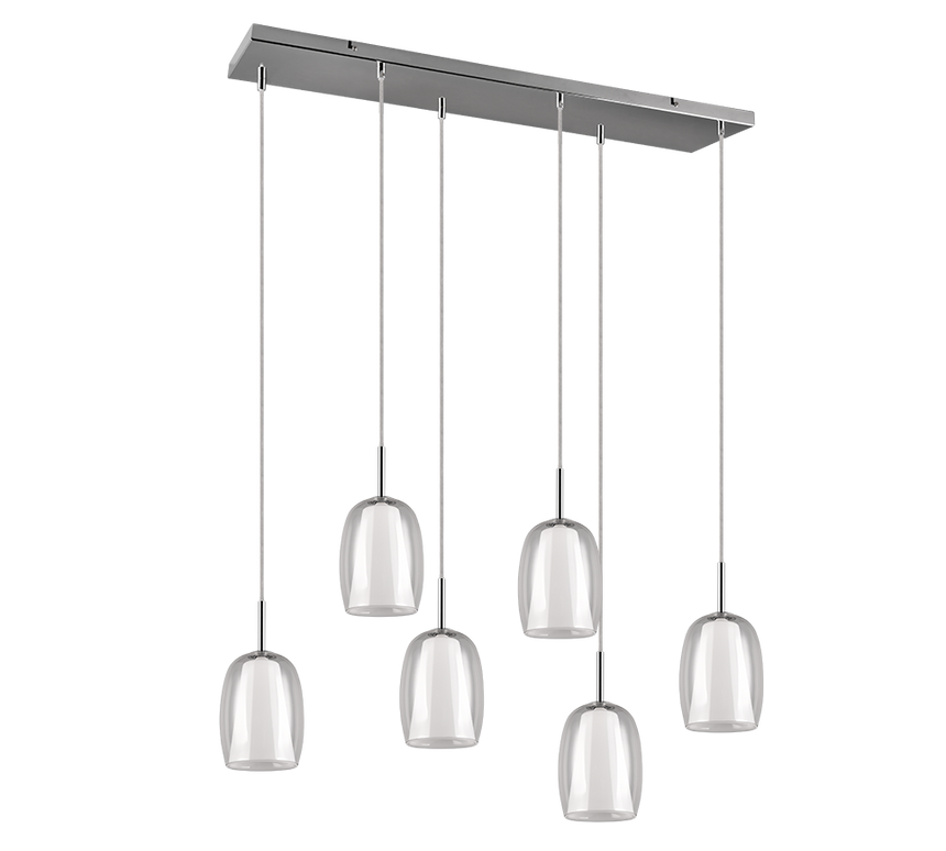 Lámpara de techo colgante Trio Barret LED cromo 3000K 150cm 317500606