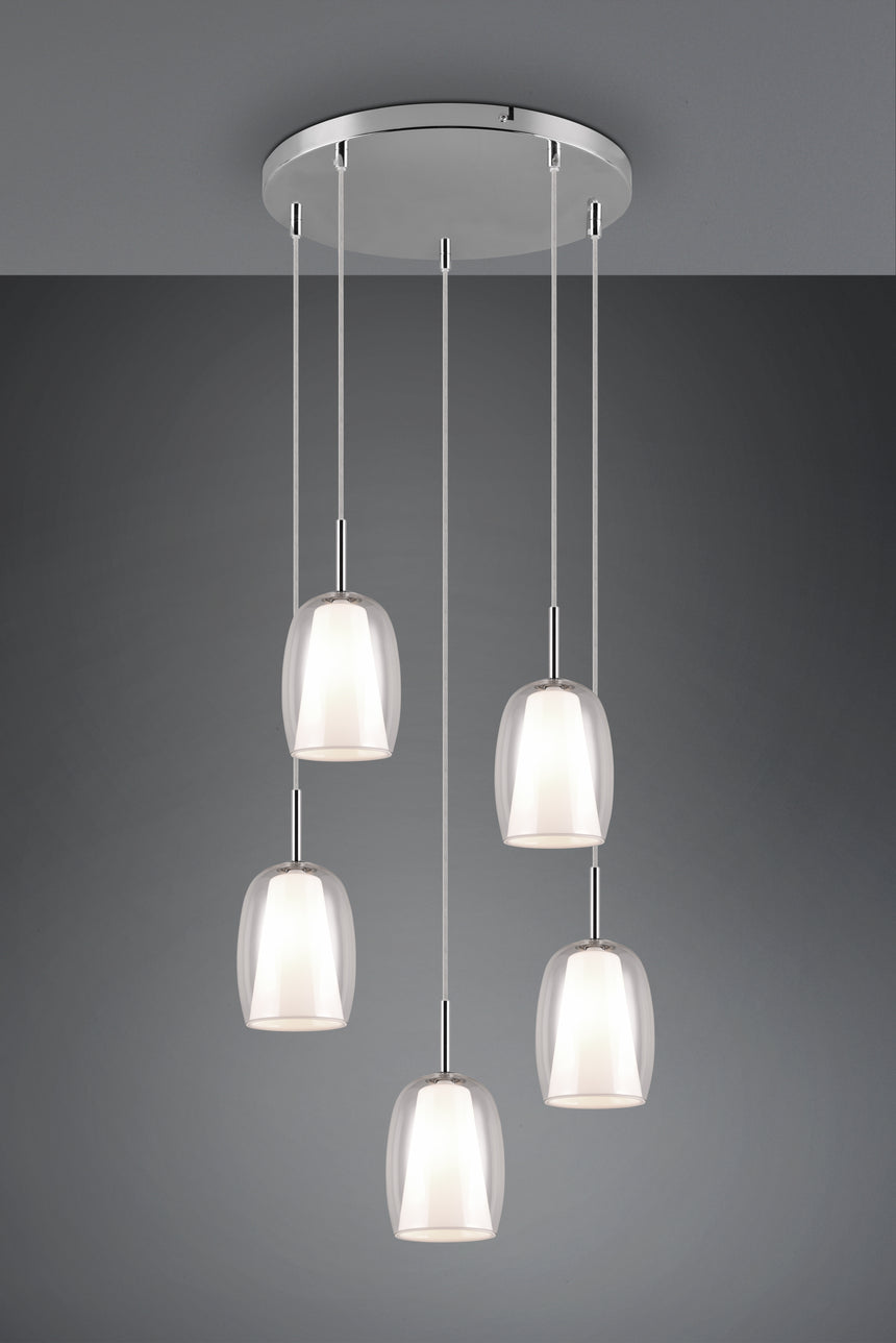 Lámpara de techo colgante Trio Barret LED cromo 3000K 150cm 317530506