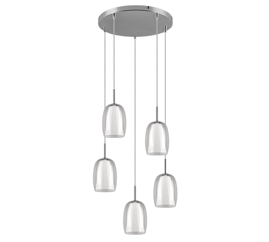 Lámpara de techo colgante Trio Barret LED cromo 3000K 150cm 317530506